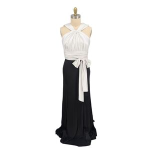 00426 Vera Wang Colorblock Bow Gown Maxi Dress White Black Size 12 formal gala